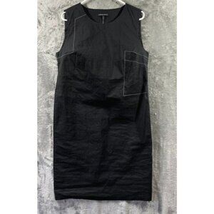 Sarah Pacini Dress Size 2 Black Linen Sheath Relaxed Dress Made in Italy